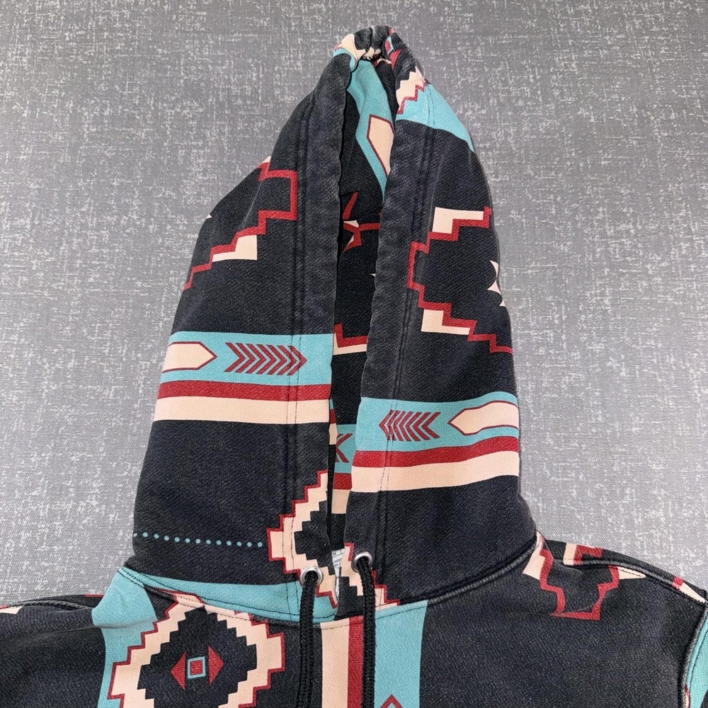 Champion Reverse Weave Hoodie Mens Medium Black Aztec Geometric Fleece Pullover - Picture 6 of 10